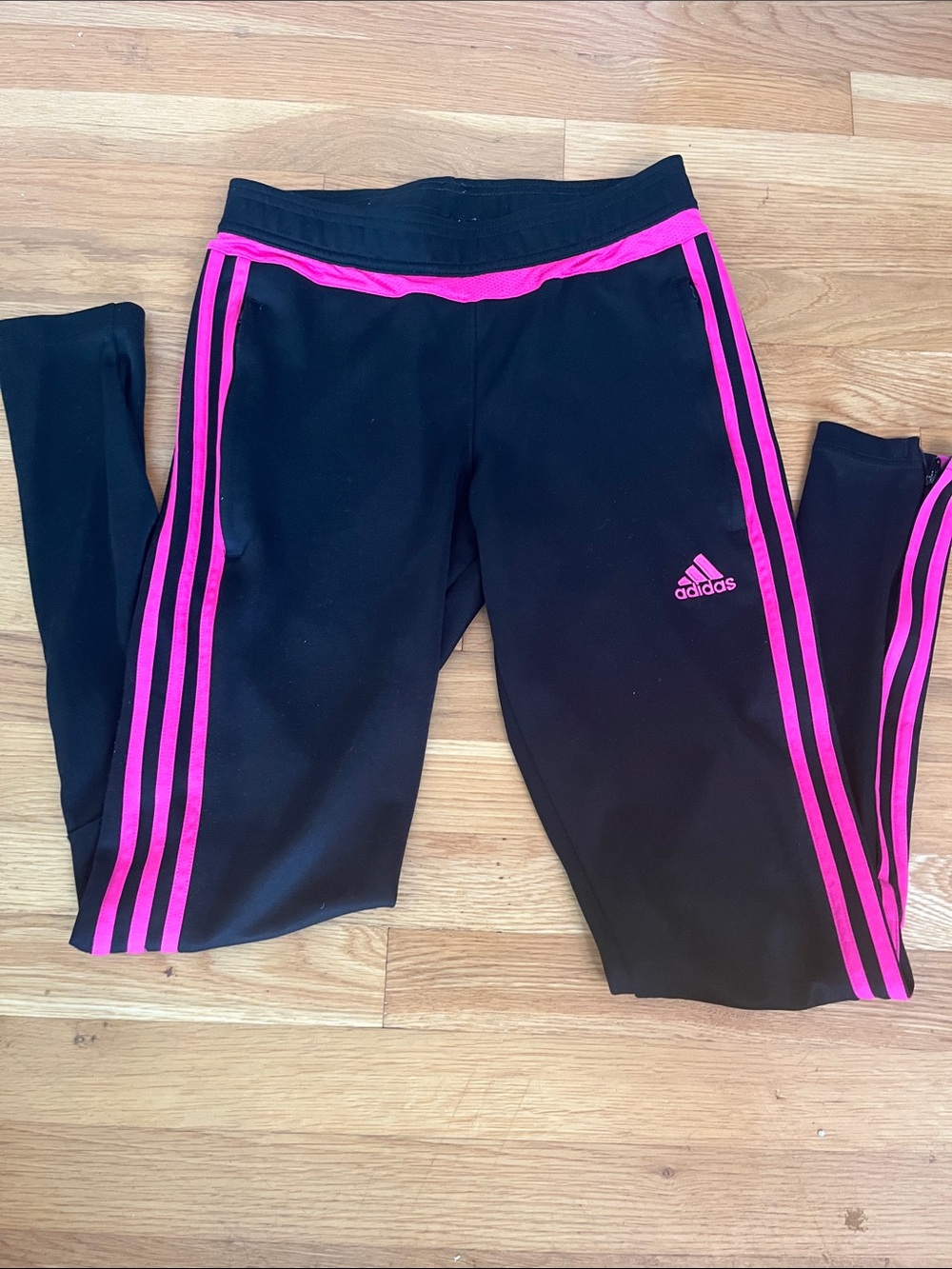 adidas XS Black and Pink Tiro Athletic Pants